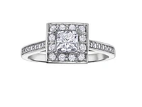 18K White Gold & Palladium Alloy (hypoallergenic) 0.75cttw Canadian Princess Cut Diamond Engagement Ring