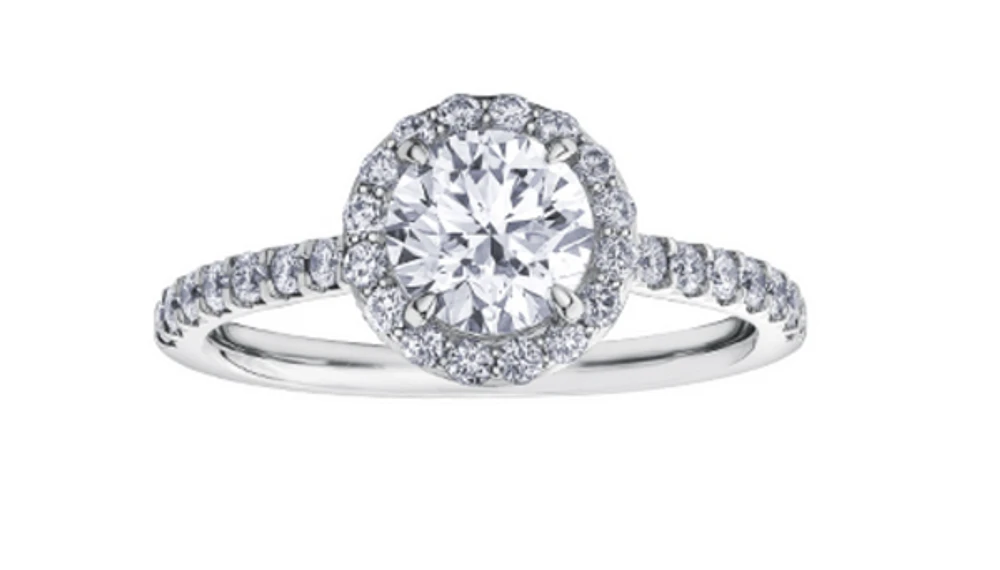 18K White Gold & Palladium Alloy (hypoallergenic) 1.51cttw Canadian Diamond Engagement Ring