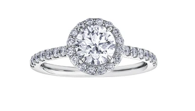 18K White Gold & Palladium Alloy (hypoallergenic) 1.51cttw Canadian Diamond Engagement Ring