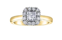 18K Yellow Gold & Palladium Alloy (hypoallergenic) 0.85ttw Princess Cut Canadian Diamond Engagement Ring