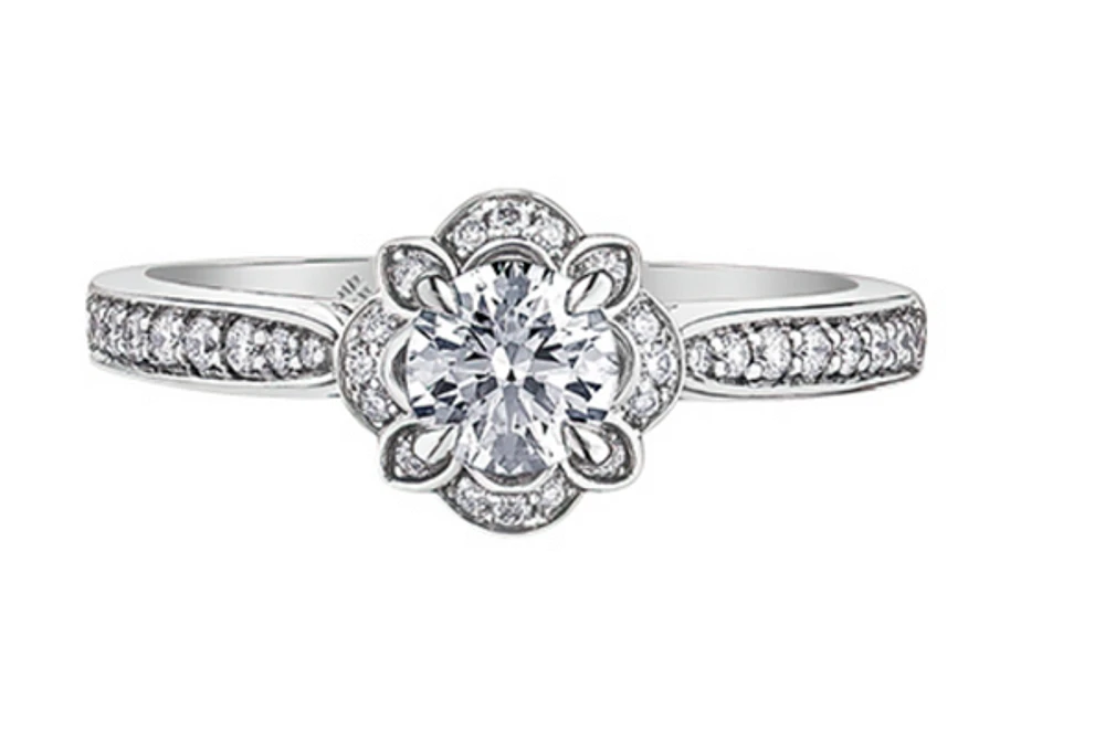 18K White Gold & Palladium Alloy (hypoallergenic) 0.68ttw Canadian Diamond Engagement Ring
