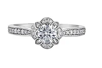 18K White Gold & Palladium Alloy (hypoallergenic) 0.68ttw Canadian Diamond Engagement Ring