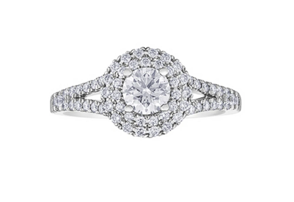 18K White Gold & Palladium Alloy (hypoallergenic) 1.00ttw Canadian Diamond Engagement Ring