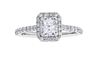 18K White Gold & Palladium Alloy (hypoallergenic) 1.47cttw Canadian Radiant Cut Diamond Engagement Ring