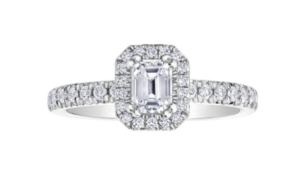 18K White Gold & Palladium Alloy (hypoallergenic) 1.00-1.25ttw Canadian Emerald Cut Diamond Engagement Ring - / Carat Total