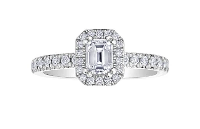 18K White Gold & Palladium Alloy (hypoallergenic) 1.00-1.25ttw Canadian Emerald Cut Diamond Engagement Ring - / Carat Total
