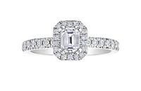 18K White Gold & Palladium Alloy (hypoallergenic) 1.00-1.25ttw Canadian Emerald Cut Diamond Engagement Ring - / Carat Total