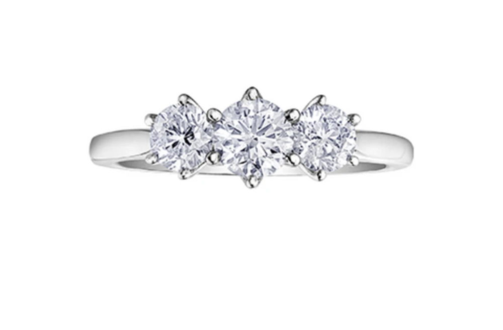 18K White Gold & Palladium Alloy (hypoallergenic) 0.50ttw Canadian 3 Stone Diamond Engagement Ring