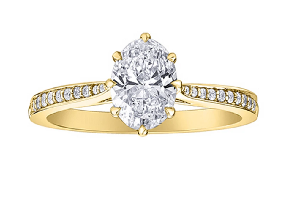 18K Yellow Gold & Palladium Alloy (hypoallergenic) 1.14cttw Canadian Oval Cut Diamond Engagement Ring - /