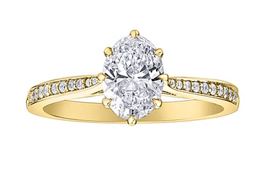 18K Yellow Gold & Palladium Alloy (hypoallergenic) 1.14cttw Canadian Oval Cut Diamond Engagement Ring - /