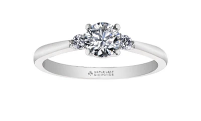 18K White Gold & Palladium Alloy (hypoallergenic) 0.58ttw Canadian Diamond Engagement Ring