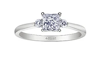 18K White Gold & Palladium Alloy (hypoallergenic) 0.58ttw Princess Cut Canadian Diamond Engagement Ring