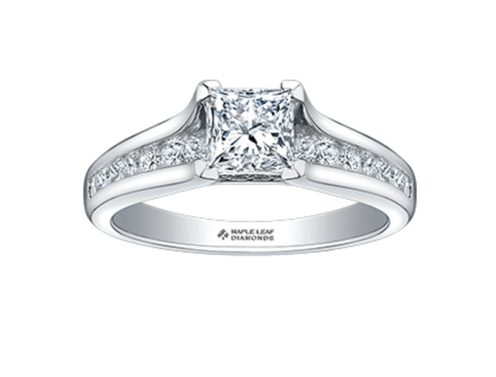 18K White Gold & Palladium Alloy (hypoallergenic) 0.65-1.50cttw Princess Cut Canadian Diamond Engagement Ring - / 0.65 Carat Total