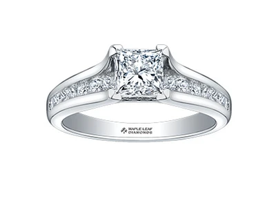 18K White Gold & Palladium Alloy (hypoallergenic) 0.65-1.50cttw Princess Cut Canadian Diamond Engagement Ring - / 0.65 Carat Total