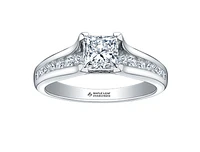 18K White Gold & Palladium Alloy (hypoallergenic) 0.65-1.50cttw Princess Cut Canadian Diamond Engagement Ring - / 0.65 Carat Total