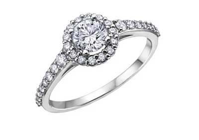 18K White Gold & Palladium Alloy (hypoallergenic) 0.80cttw Canadian Diamond Engagement Ring