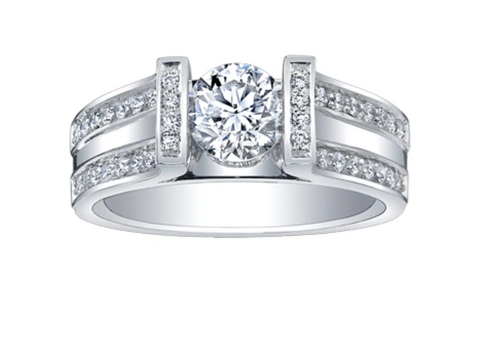 18K White Gold & Palladium Alloy (hypoallergenic) 1.23cttw Canadian Diamond Engagement Ring - /