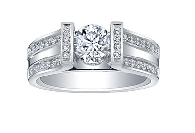 18K White Gold & Palladium Alloy (hypoallergenic) 1.23cttw Canadian Diamond Engagement Ring - /