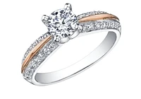 18K White & Rose Gold With Palladium Alloy (hypoallergenic) 0.65-2.30cttw Canadian Diamond Engagement Ring - / 0.65 Carat Total