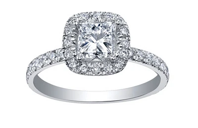 18K White Gold & Palladium Alloy (hypoallergenic) 0.71-1.61cttw Princess Cut Canadian Diamond Engagement Ring - / Carat Total