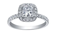 18K White Gold & Palladium Alloy (hypoallergenic) 0.71-1.61cttw Princess Cut Canadian Diamond Engagement Ring - / Carat Total