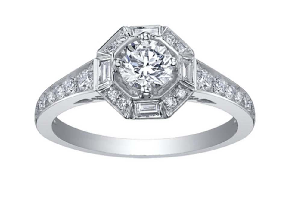 18K White Gold & Palladium Alloy (hypoallergenic) 0.75cttw Canadian Diamond Engagement Ring