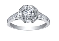 18K White Gold & Palladium Alloy (hypoallergenic) 0.75cttw Canadian Diamond Engagement Ring