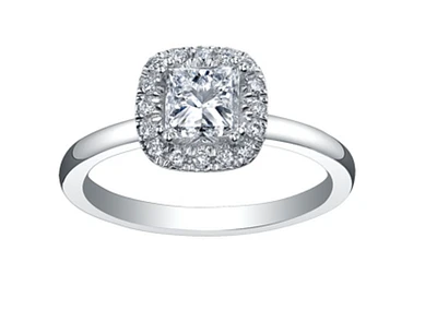 18K White Gold & Palladium Alloy (hypoallergenic) 1.15cttw Canadian Princess Cut Diamond Engagement Ring