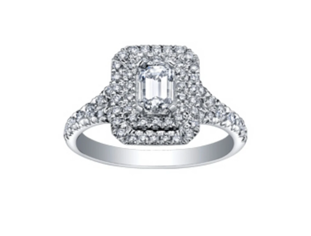 18K White Gold & Palladium Alloy (hypoallergenic) 1.50cttw Canadian Diamond Engagement Ring