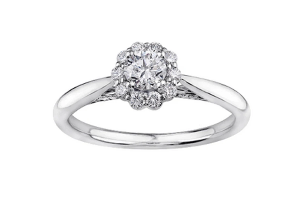 18K White Gold & Palladium Alloy (hypoallergenic) 0.50cttw Canadian Diamond Engagement Ring