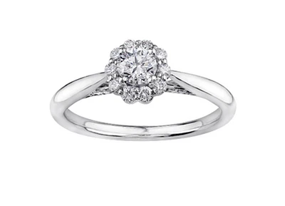 18K White Gold & Palladium Alloy (hypoallergenic) 0.50cttw Canadian Diamond Engagement Ring