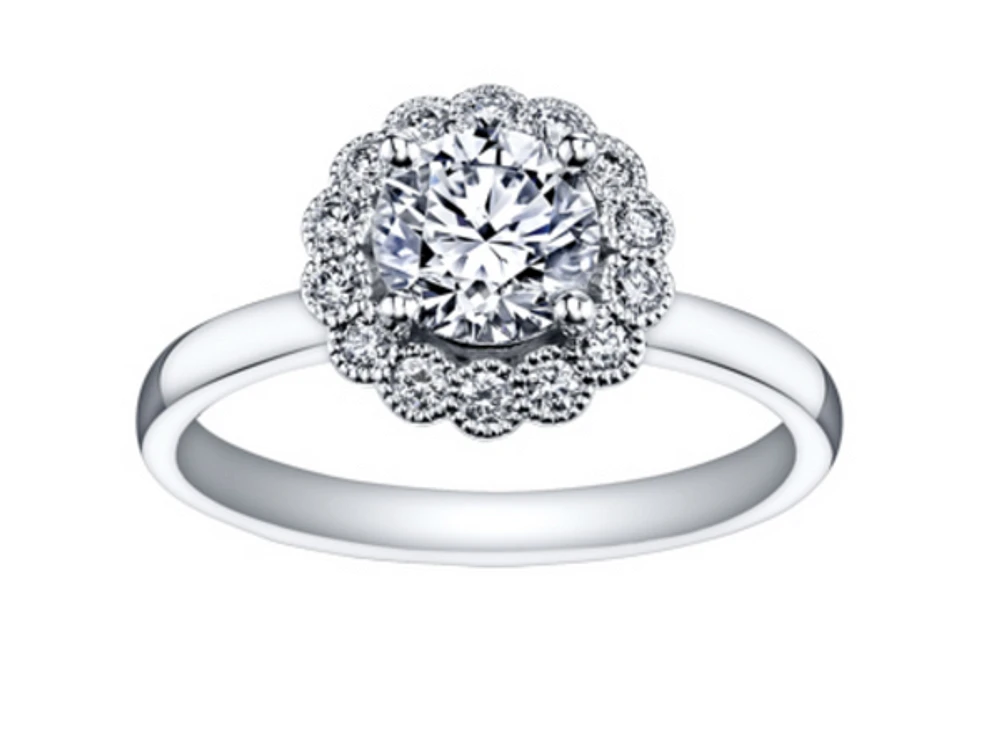 18K White Gold & Palladium Alloy (hypoallergenic) 0.40-1.20cttw Canadian Diamond Engagement Ring - / Carat Total 5