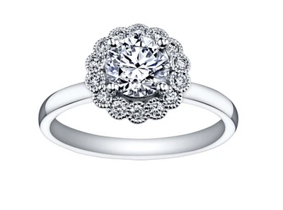 18K White Gold & Palladium Alloy (hypoallergenic) 0.40-1.20cttw Canadian Diamond Engagement Ring - / Carat Total 5
