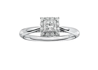 18K White Gold & Palladium Alloy (hypoallergenic) 0.50cttw Princess Canadian Diamond Engagement Ring