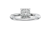 18K White Gold & Palladium Alloy (hypoallergenic) 0.50cttw Princess Canadian Diamond Engagement Ring