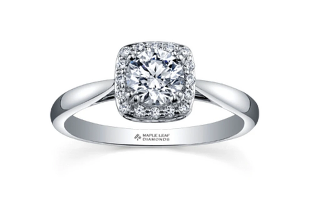 18K White Gold & Palladium Alloy (hypoallergenic) 0.63-0.90cttw Canadian Diamond Engagement Ring - / Carat Total