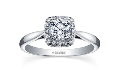18K White Gold & Palladium Alloy (hypoallergenic) 0.63-0.90cttw Canadian Diamond Engagement Ring - / Carat Total