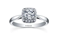 18K White Gold & Palladium Alloy (hypoallergenic) 0.63-0.90cttw Canadian Diamond Engagement Ring - / Carat Total