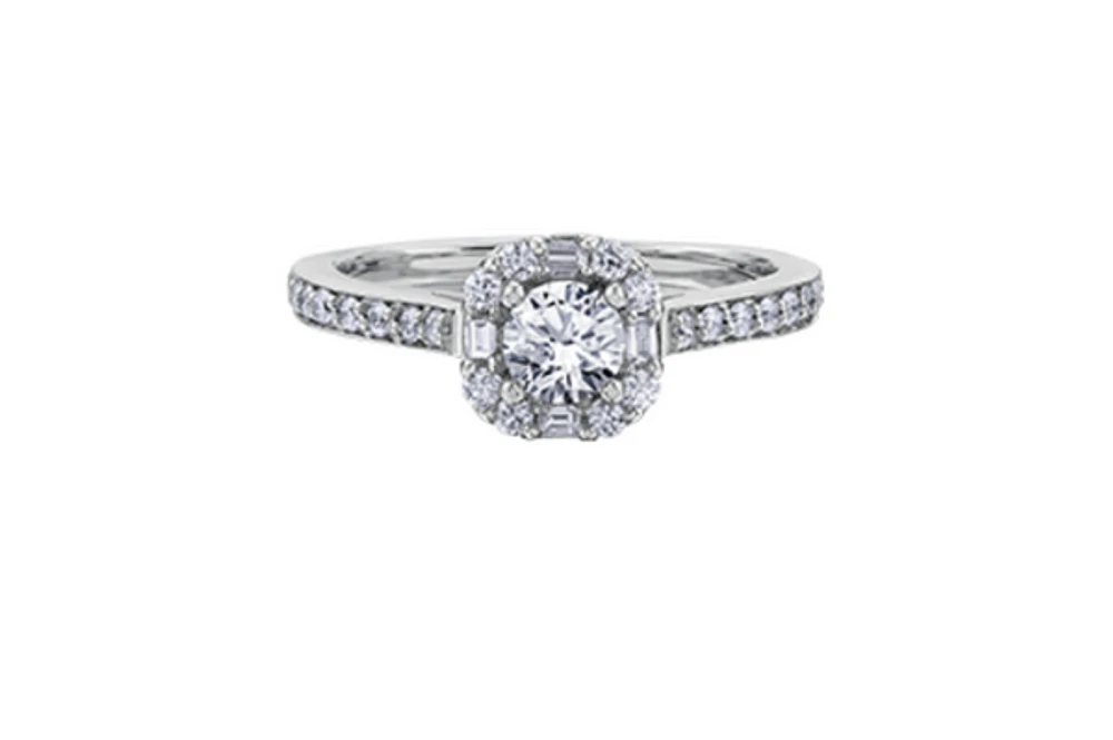 18K White Gold & Palladium Alloy (hypoallergenic) 0.76cttw Canadian Diamond Engagement Ring