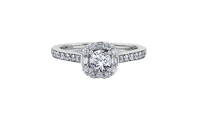 18K White Gold & Palladium Alloy (hypoallergenic) 0.76cttw Canadian Diamond Engagement Ring