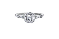 18K White Gold & Palladium Alloy (hypoallergenic) 0.76cttw Canadian Diamond Engagement Ring