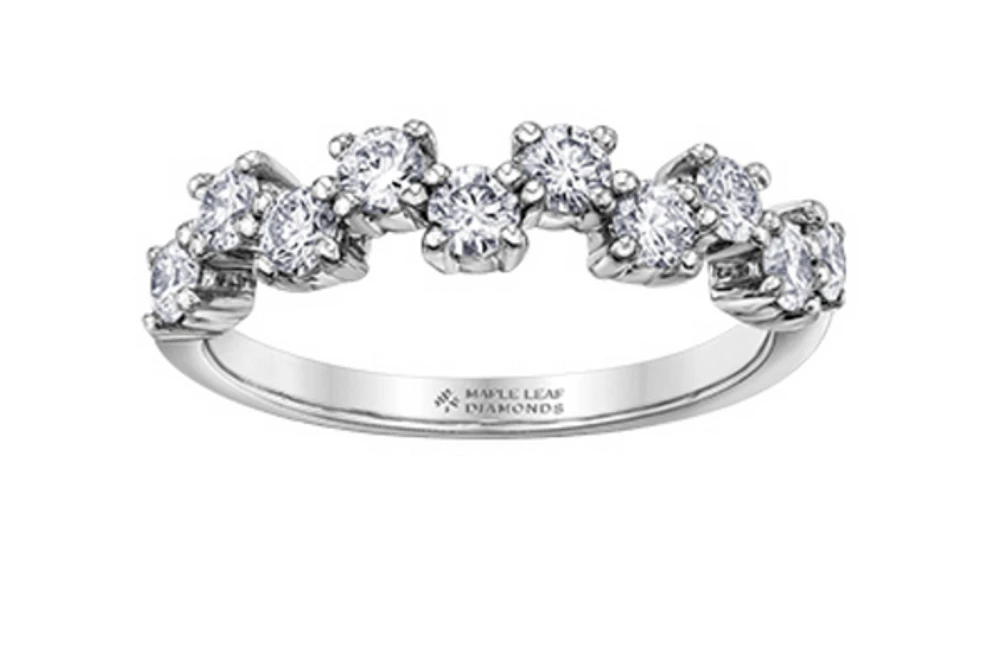 18K White, Yellow, or Rose Gold 0.40-0.75cttw Canadian Diamond Band - / Carat Total