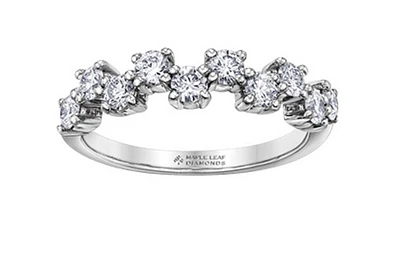 18K White, Yellow, or Rose Gold 0.40-0.75cttw Canadian Diamond Band - / Carat Total