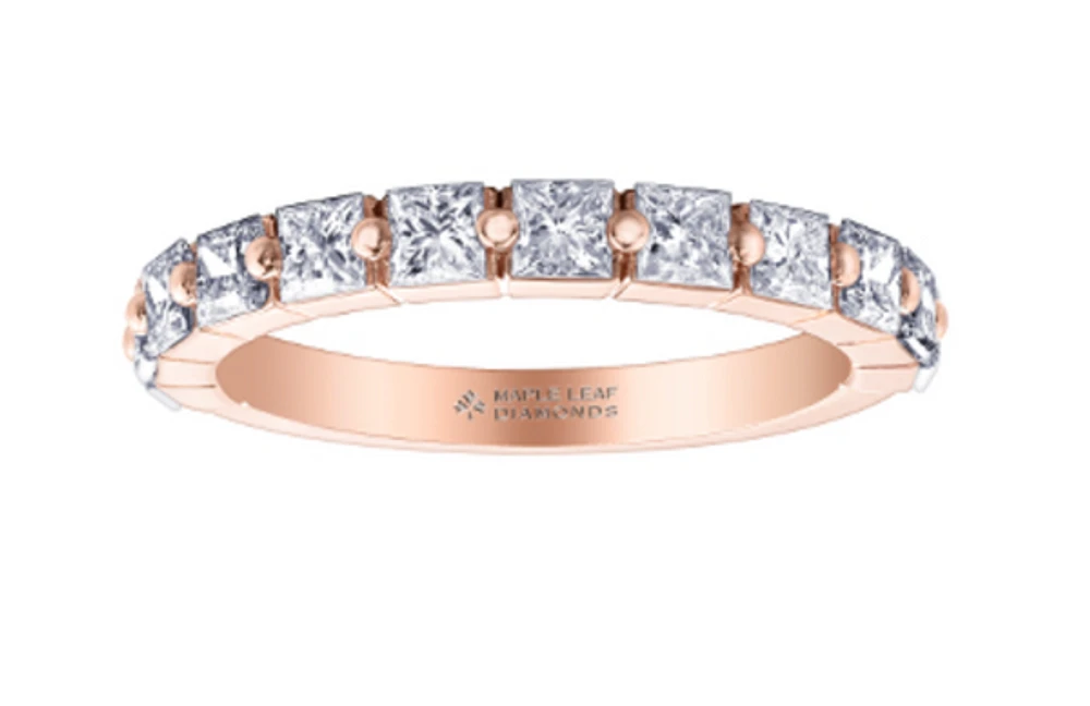 14K White, Yellow, or Rose Gold 1.20cttw Princess Cut Canadian Diamond Band