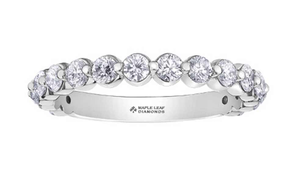 18K White, Yellow, or Rose Gold with Palladium Alloy (hypoallergenic) 0.50-1.20cttw Canadian Diamond Band - / Carat Total