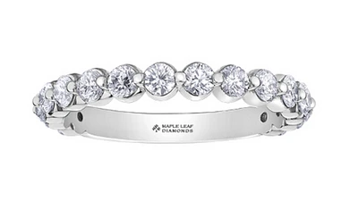 18K White, Yellow, or Rose Gold with Palladium Alloy (hypoallergenic) 0.50-1.20cttw Canadian Diamond Band - / Carat Total
