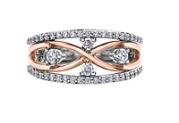 14K White/Rose, Yellow/Rose Gold 0.50cttw Canadian Diamond Band 