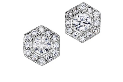 14K White Gold 0.60cttw Canadian Diamond Halo Earrings