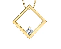 14K Yellow Gold 0.13cttw Princess Cut Canadian Diamond Pendant, 18"