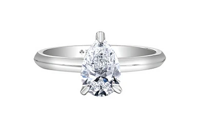 18K White Gold & Palladium Alloy (hypoallergenic) -1.00cttw Pear Shape Canadian Diamond Engagement Ring